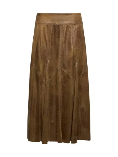 Isabel Marant Genevi Flared Midi Skirt In Brown