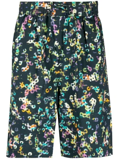 Isabel Marant Graphic-print Straight-leg Shorts In Blau