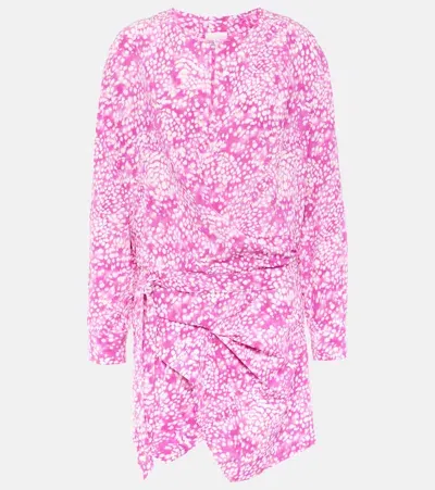 Isabel Marant Habla Draped Silk-blend Minidress In Pink