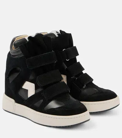 Isabel Marant Im3 Suede-trimmed Wedge High-top Sneakers In Black