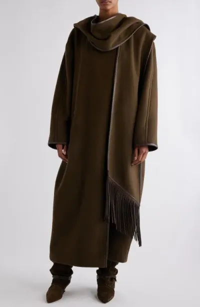 Isabel Marant Irvana Long Fringed Wool & Cashmere Blend Coat In Brown