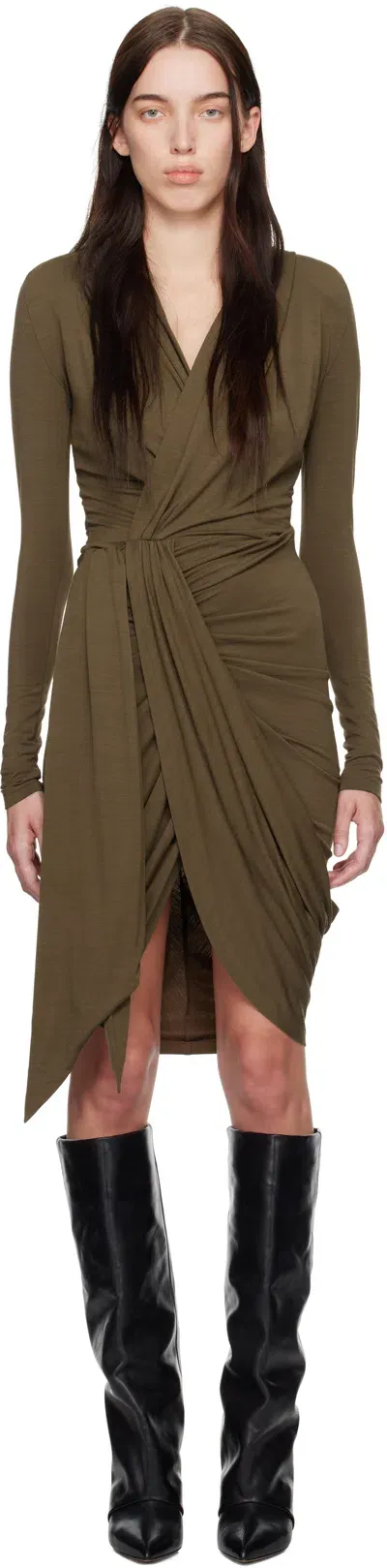 Isabel Marant Khaki Alixa Midi Dress In Bronze