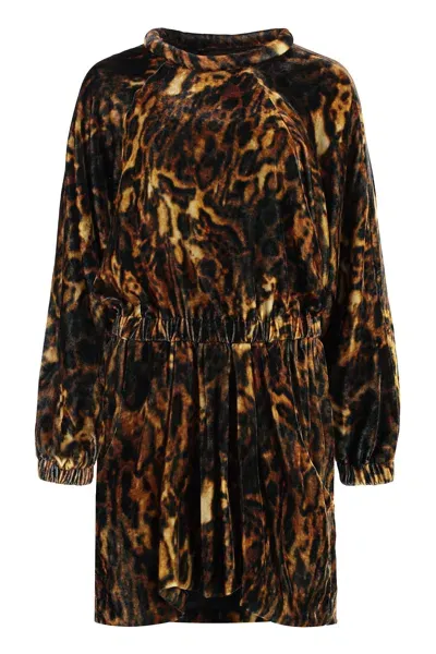 Isabel Marant Lassie Velvet Dress In Multicolor