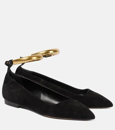 Isabel Marant Leanor Embellished Leather Ballet Flats In Black