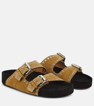 Isabel Marant Lennyo Studded Suede Sandals In Brown