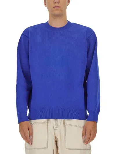 Isabel Marant Logo Intarsia-knitted Crewneck Jumper In Blue