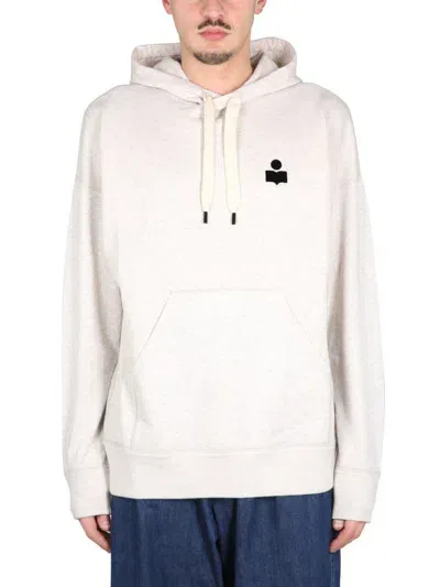 Isabel Marant Logo-print Drawstring Hoodie In Powder