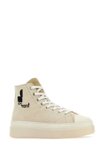 Isabel Marant Melange Ivory Canvas Austen High Sneakers In Ecru