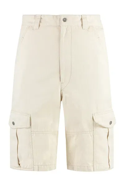 Isabel Marant Cargo Cotton Shorts In Ecru