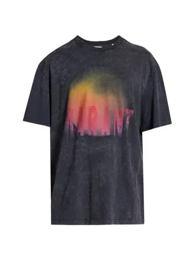 Isabel Marant Hugo Oversize Graphic T-shirt In Faded Black