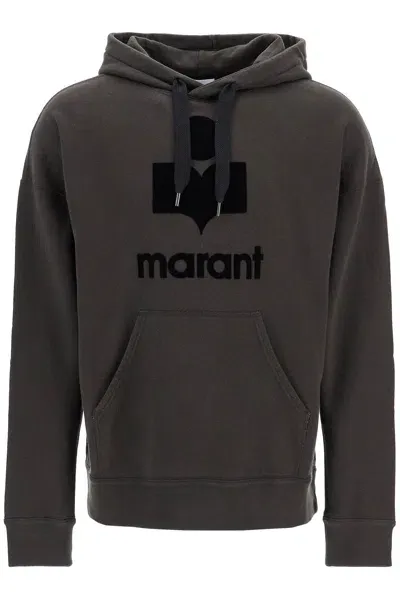 Isabel Marant Cotton Sweatshirt With Flocked Logo In Marrone