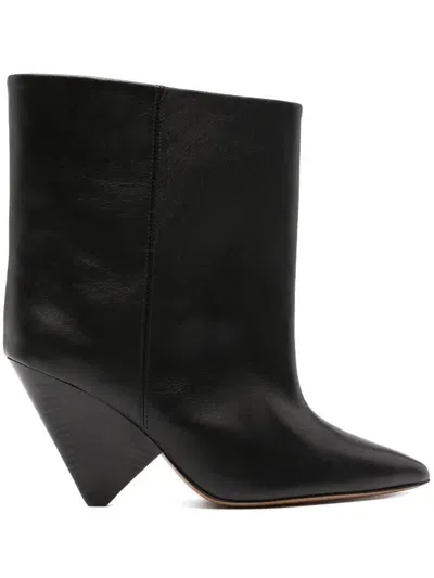 Isabel Marant 90mm Miyako Leather Ankle Boots In Black