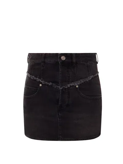 Isabel Marant Narjis Frayed Denim Miniskirt In Black