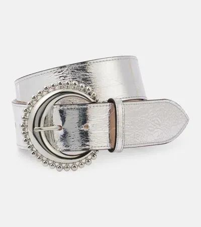 Isabel Marant Oran Metallic Leather Belt In 08si - Silver