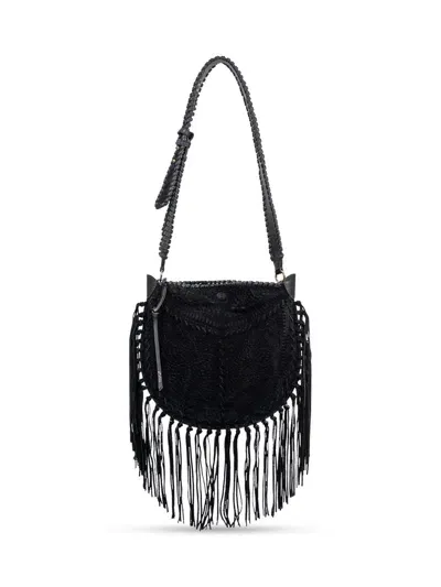 Isabel Marant Oskan Fringed Shoulder Bag In Black