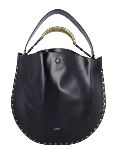 Isabel Marant Oskan Soft Hobo Bag In Black Gold