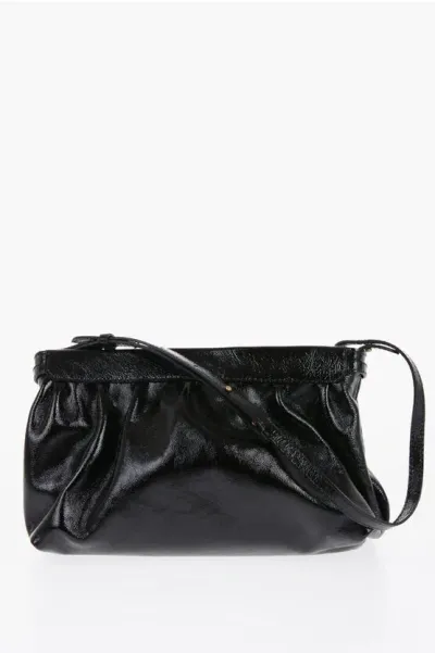 Isabel Marant Patent Leather Luz Clutch With Removable Shoulder Strap In Black