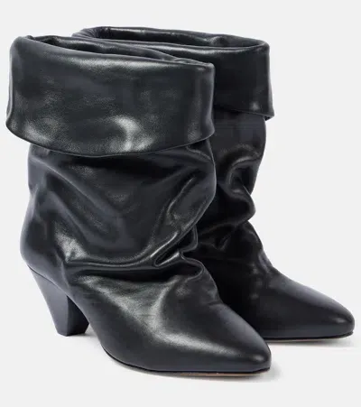 Isabel Marant Ryska Leather Ankle Boots In Black