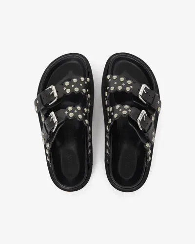 Isabel Marant Lennya Sandals In Black And Silver