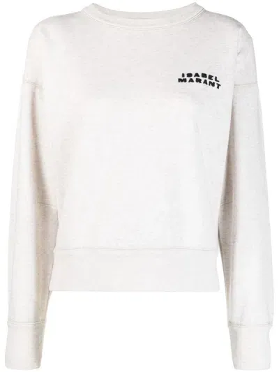 Isabel Marant Shad Cotton Crewneck Sweatshirt In Beige