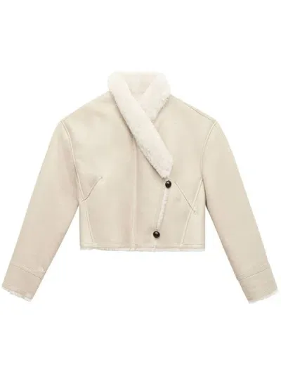 Isabel Marant Shearling Leather Jacket In Gray