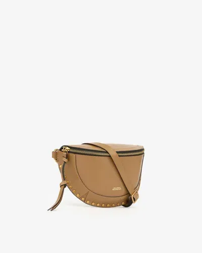 Isabel Marant Skano Studded Logo Stamp Shoulder Bag In Brown