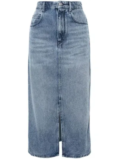 Isabel Marant Tilauria Stonewashed Denim Skirt In Blue