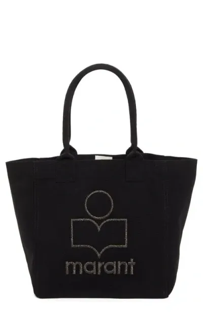 Isabel Marant Small Yenky Embroidered Logo Tote In Black