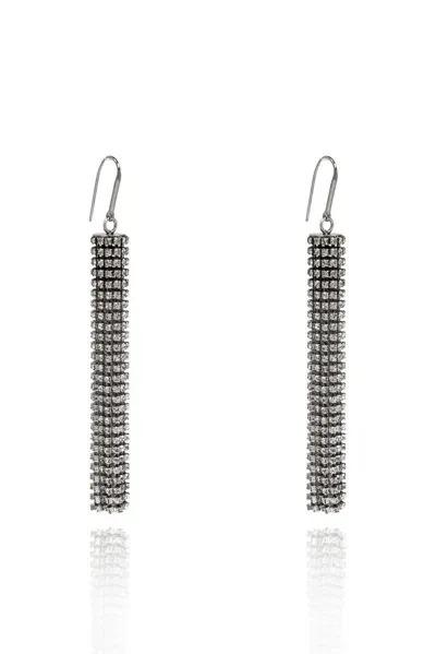 Isabel Marant Sparkling Embellished Earrings In Silver