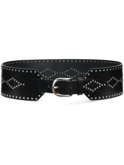 Isabel Marant Stud-embellished Leather Belt In Black  