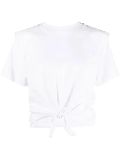 Isabel Marant Tied-waist Short-sleeved T-shirt In White