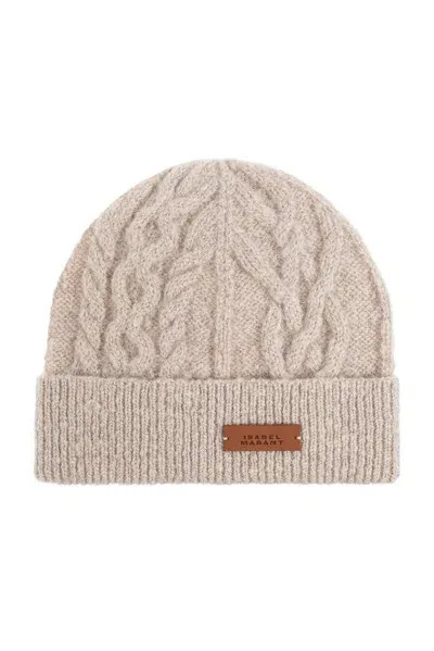 Isabel Marant Tolie Logo Patch Beanie In Beige