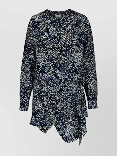 Isabel Marant V-neck Belted Asymmetric Hem Dress In Blue