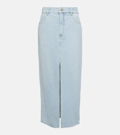 Isabel Marant Vinea Denim Maxi Skirt In Silver