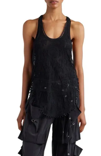 Isabel Marant Violette Sheer Lace Tank In Black