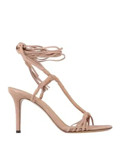 Isabel Marant Arja Leather-trimmed Suede Sandals In Pastel Pink