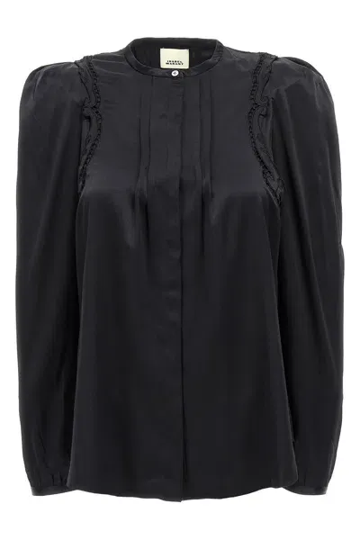 Isabel Marant 'joanea' Lace Trim High Neck Shirt In Black