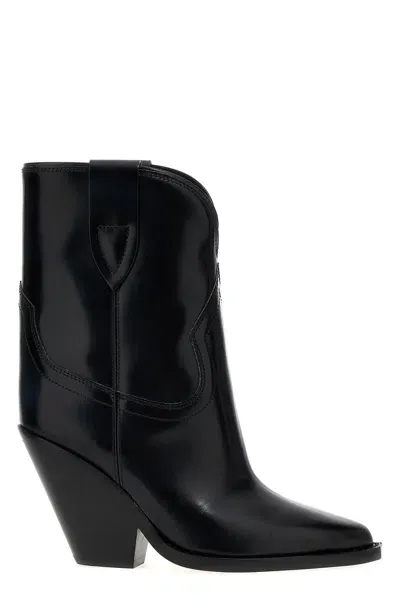 Isabel Marant Leyane Texan Ankle Boots In Black Leather