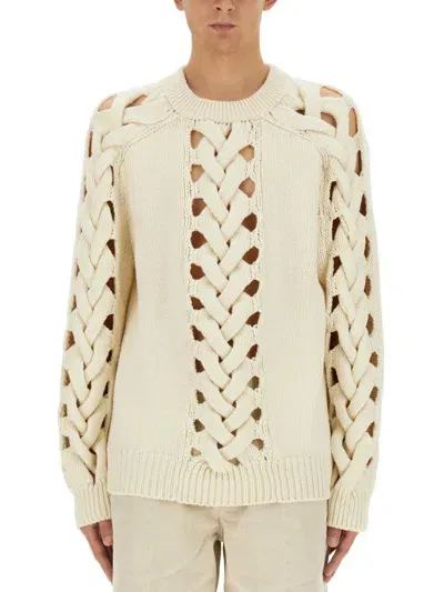 Isabel Marant Crewneck Mesh Jumper In Powder