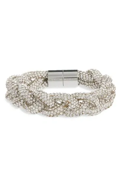 Isabel Marant Yua Crystal Braid Bracelet In Transparent/silver