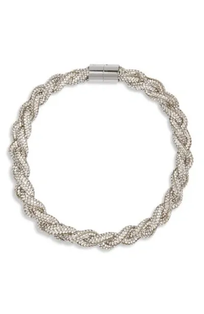 Isabel Marant Yua Crystal Braid Necklace In Transparent/silver