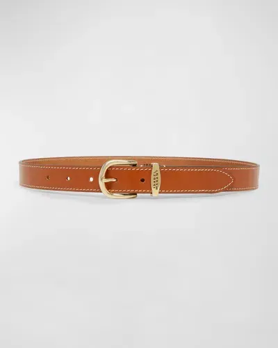 Isabel Marant Zadd Leather Belt With Contrast Stitching In Natural Gold