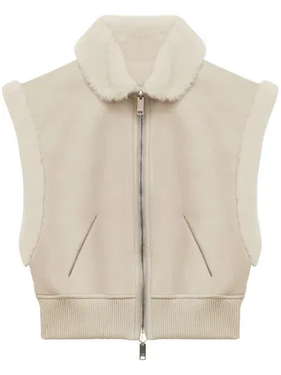 Isabel Marant Zipped Leather Gilet In Neutrals