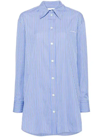 Isabel Marant Logo-embroidered Striped Shirt In Blue