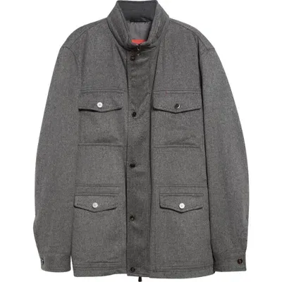 Isaia Cashmere Field Jacket In Medium Grey