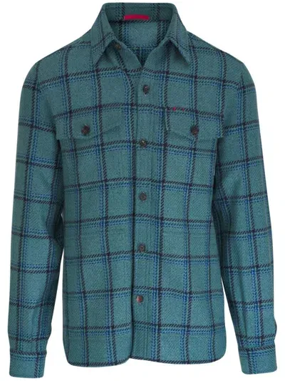 Isaia Check-pattern Shirt In Blue