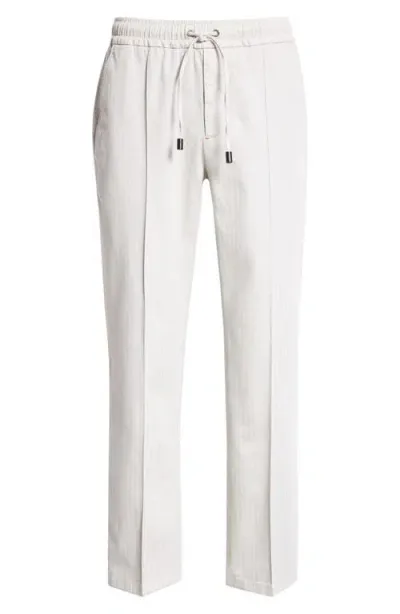 Isaia Drawstring Stretch Cotton Wide Leg Pants In Light Grey