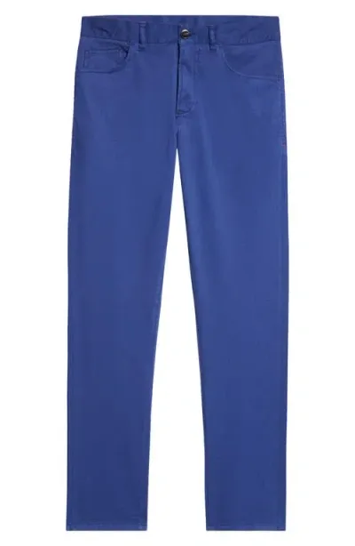 Isaia Five-pocket Slim Fit Chinos In Dark Blue