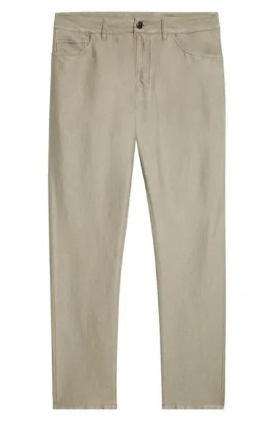 Isaia Five-pocket Slim Fit Chinos In Open Green