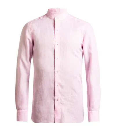 Isaia Linen Korea Shirt In Pink